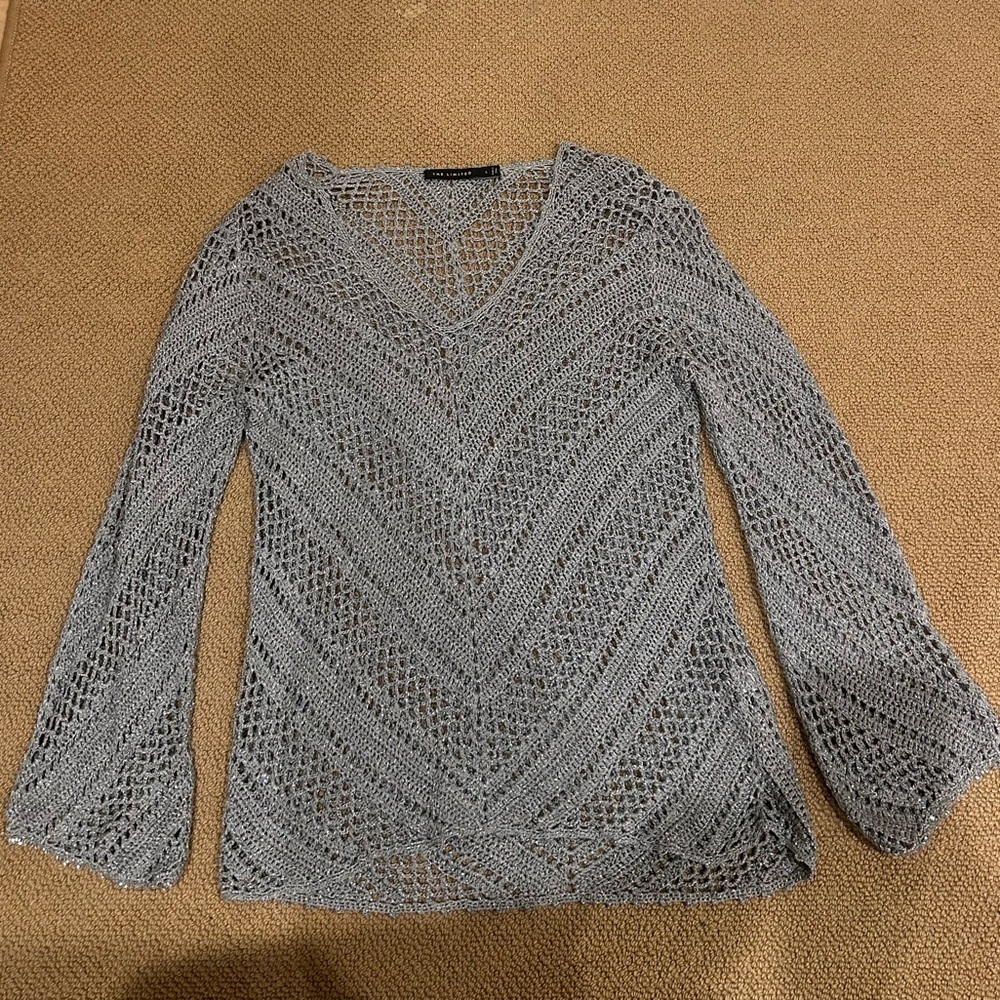 The Limited Loose Knit Crochet Sheer Sweater